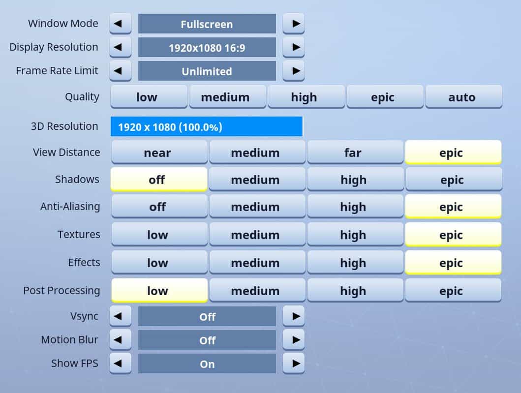 TSM Myth Graphics Settings